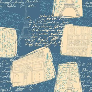 Paris, seamless pattern in vintage style Illustrazione stock