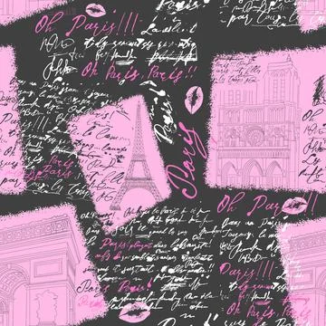 Paris, seamless pattern in vintage style Illustrazione stock