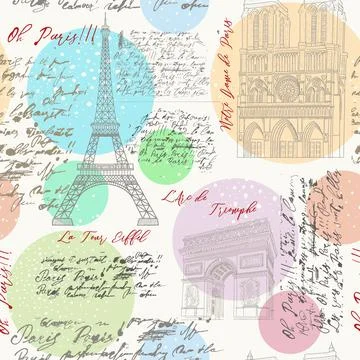 Paris, seamless pattern in vintage style 스톡 일러스트