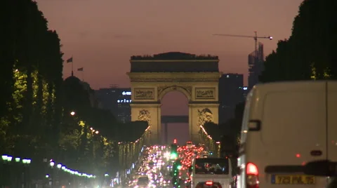 Paris, section view of Champs Elysees street Stock Footage 46299738