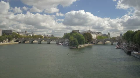 Paris Seine landscape Stock Footage 55883183