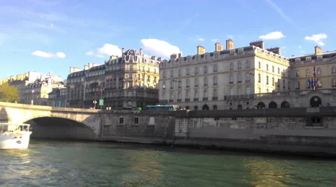 Paris Seine River View From The Ship 5 Stock Footage 68096642