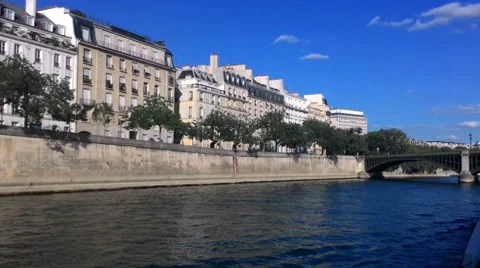 Paris Seine River View From The Ship  Stock Footage 68097244