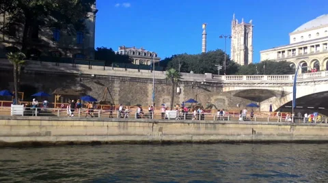 Paris Seine River View From The Ship  Stock Footage 68097680