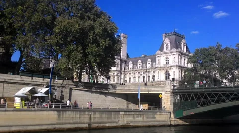 Paris Seine River View From The Ship Stock Footage 68097685