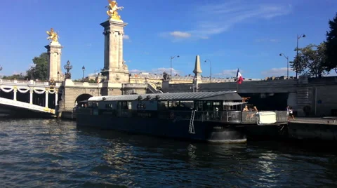 Paris Seine River View From The Ship Stock Footage 68097766