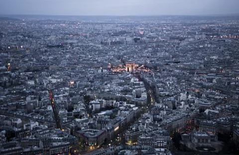 Paris shot from the Eiffel Tower pre dusk Stock Photos
