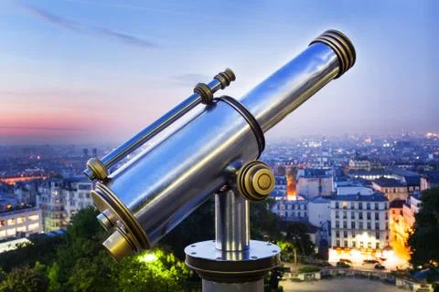 Paris - Sightseeing Telescope Stock-Fotos