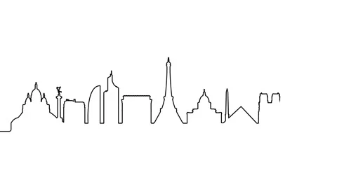 Paris single line skyline drawing 4K Stock Footage 315683876