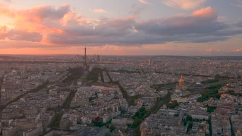 Paris Skyline and Eiffel Tower at Twilight Sunset Video stock 334457931