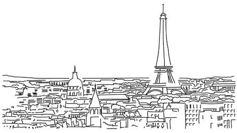 Paris Skyline Animation Stock Footage 73852698