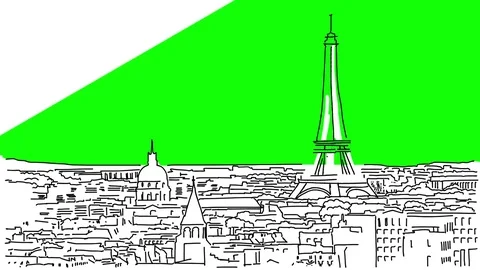 Paris Skyline Animation Stock Footage 73852711