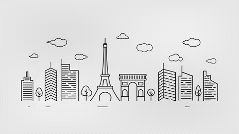 Paris skyline animation Stock Footage 333020420