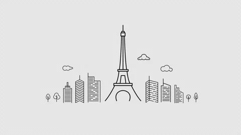 Paris skyline animation Stock Footage 333020429