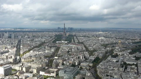 Paris skyline on a cloudy day Stock Footage 166540042