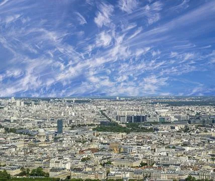 Paris skyline (cloudy summer day) , France Stock Photos