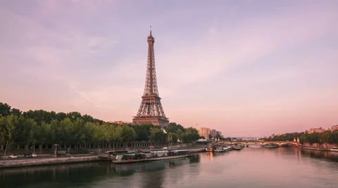 Paris skyline, eiffel tower day to night timelapse Stock Footage 50142886