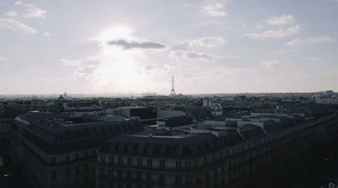 Paris skyline with the Eiffel Tower in the distance Stock Footage 49360749