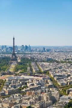 Paris skyline with Eiffel Tower, Les Invalides and business district of Defen 스톡 사진