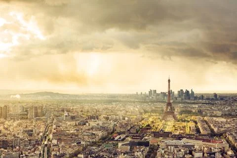 Paris Skyline With Eiffel Tower 스톡 사진