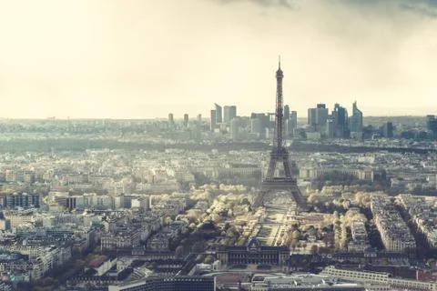 Paris Skyline With Eiffel Tower Stock Photos
