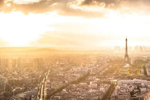 Paris Skyline With Eiffel Tower Stock Photos
