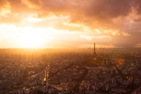 Paris Skyline With Eiffel Tower 스톡 사진