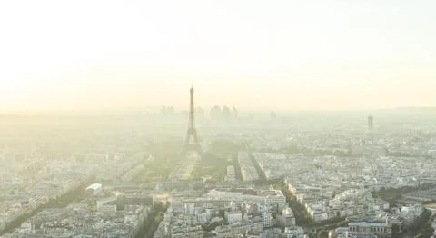Paris Skyline with Eiffel Tower at sunset Stock Photos
