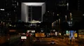 Paris Skyline La Defense Subway Metro Train Passing Car Traffic Commuters Night HD Footage