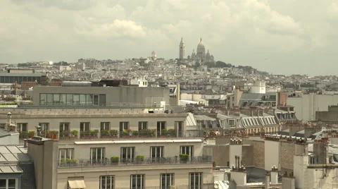 Paris skyline Left to Right Pan Stock Footage