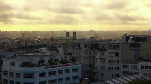Paris Skyline with lightrays Stock Footage 35188468