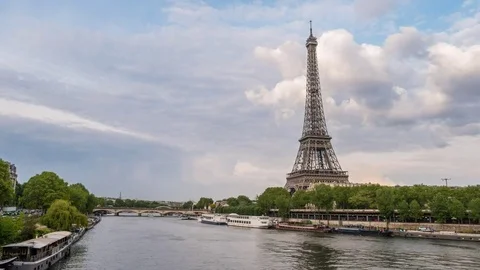 Paris skyline motion timelapse (Hyperlapse) Eiffel Tower, France, 4K Time lapse Stock Footage 79192136