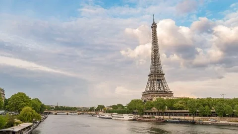Paris skyline motion timelapse (Hyperlapse) Eiffel Tower, France 4K Time lapse Video stock 84474654