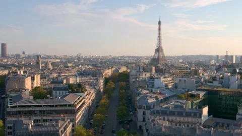 Paris Skyline Panoramic View 4K Stock Footage 334458065