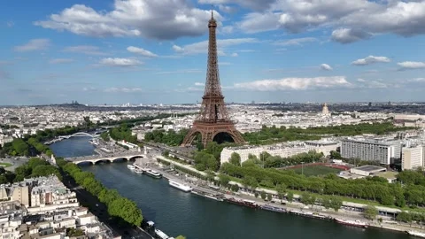 Paris Skyline At Paris France Island France. Aerial Landscape Of Famous Tourism Stock Footage 309512918