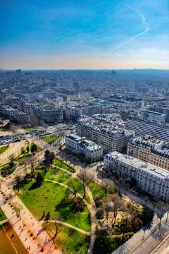 Paris skyline seen from the Eiffel Tower 库存照片