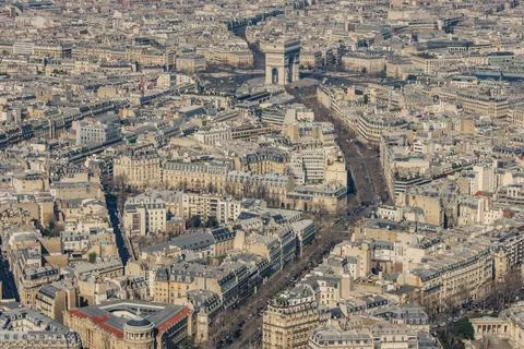 Paris skyline seen from the Eiffel Tower Stock Photos