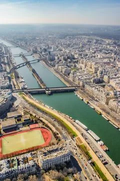 Paris skyline seen from the Eiffel Tower Stock Photos