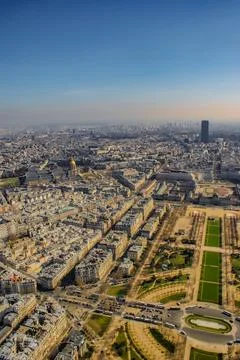 Paris skyline seen from the Eiffel Tower 库存照片