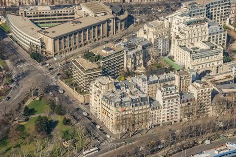 Paris skyline seen from the Eiffel Tower Stock Photos