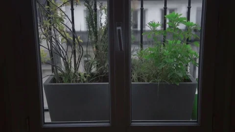 Paris skyline seen from an open window aerial day to night timelapse at the Stock Footage 76587824