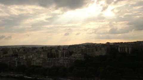 Paris skyline at Sunset Stock Footage 43901532