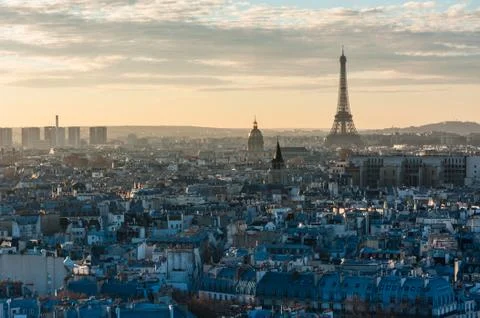 Paris skyline at sunset Foto stock