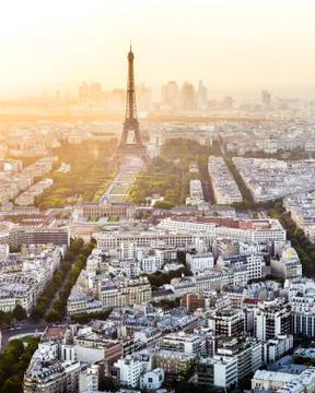 Paris Skyline Sunset Stock Photos
