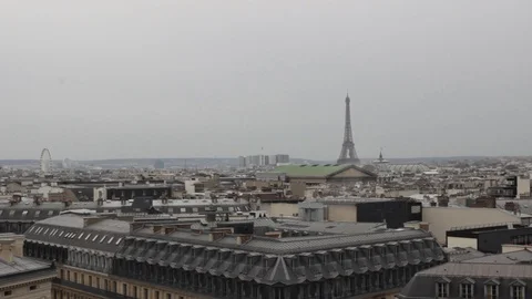 Paris, skyline with Tour Eiffel Tower and  Ferris wheel Stock Footage 88271425