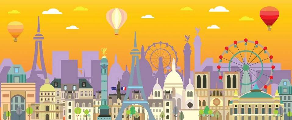 Paris skyline vector, part  11 Stock Illustration
