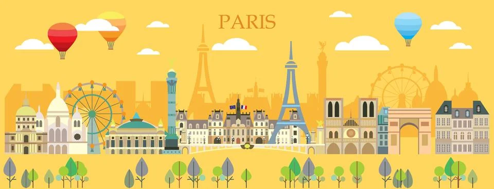 Paris skyline vector, part  14 Stock Illustration