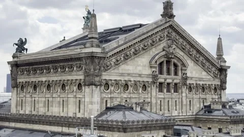 Paris skyline view from Galeries Lafayette Haussmann rooftop, France Stock Footage 337196396