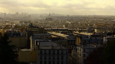 Paris Skyline on a warm day Stock Footage 35187870