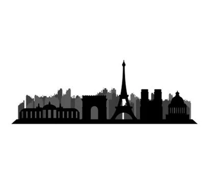 Paris skyline on white background 스톡 일러스트